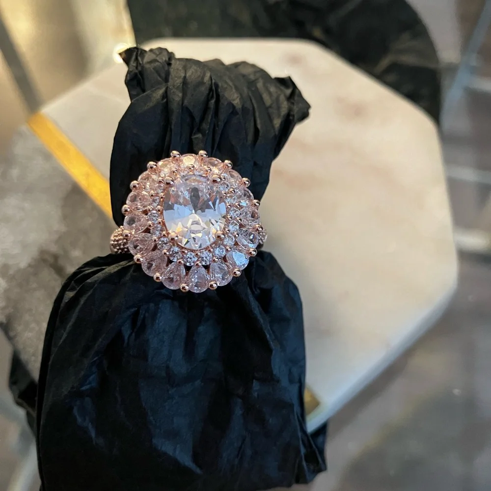 Radiant Rose Gold plated Halo Ring